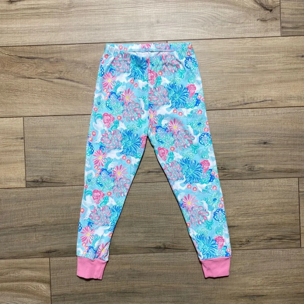 Lilly Pulitzer For Pottery Barn Kids Girls Floral‎ Pajama Pants Size 4 EUC